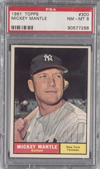 1961 Topps #300 Mickey Mantle – PSA NM-MT 8